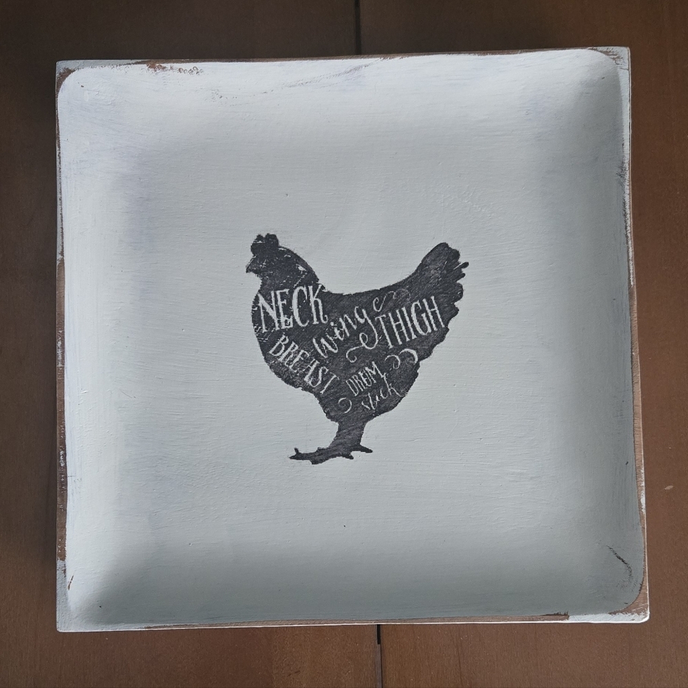 Rustic Chicken Design Square Plate